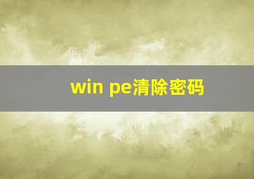 win pe清除密码