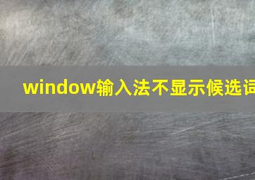 window输入法不显示候选词