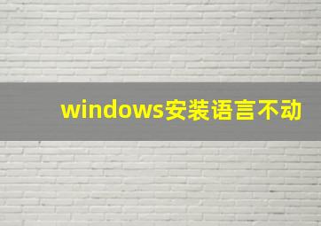 windows安装语言不动