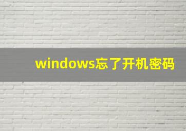 windows忘了开机密码