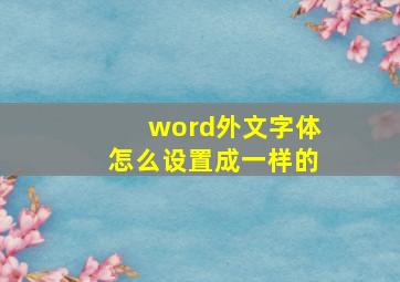 word外文字体怎么设置成一样的