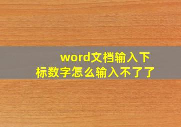 word文档输入下标数字怎么输入不了了