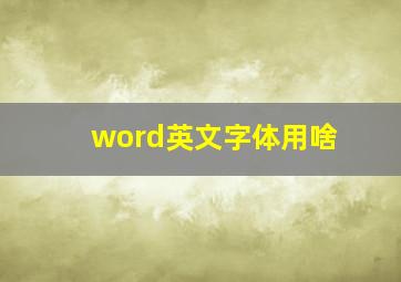 word英文字体用啥