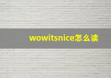 wowitsnice怎么读