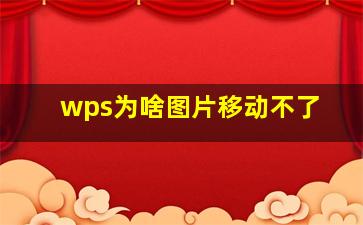 wps为啥图片移动不了