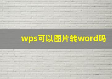 wps可以图片转word吗