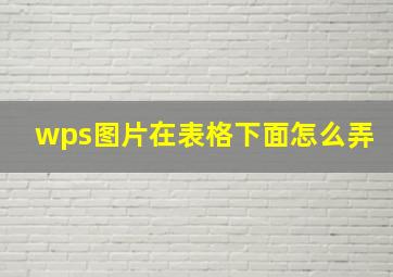 wps图片在表格下面怎么弄