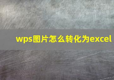 wps图片怎么转化为excel