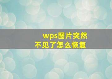 wps图片突然不见了怎么恢复