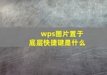 wps图片置于底层快捷键是什么