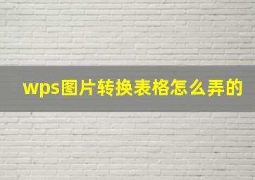 wps图片转换表格怎么弄的