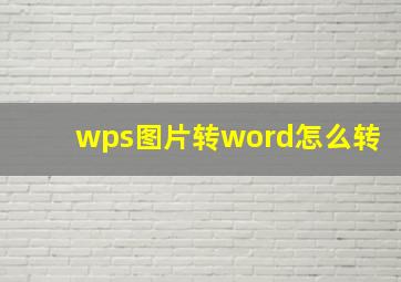 wps图片转word怎么转