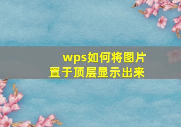 wps如何将图片置于顶层显示出来