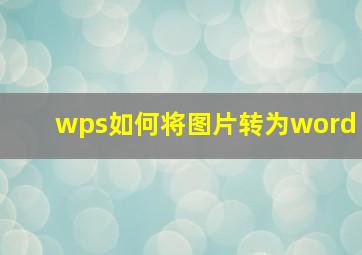 wps如何将图片转为word