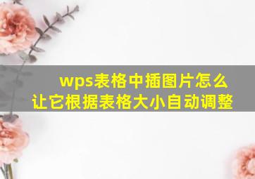 wps表格中插图片怎么让它根据表格大小自动调整