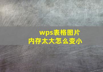 wps表格图片内存太大怎么变小