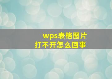 wps表格图片打不开怎么回事