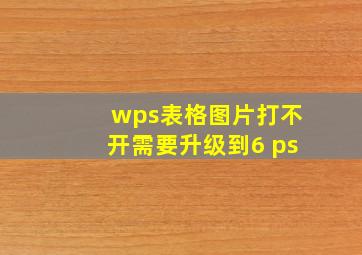 wps表格图片打不开需要升级到6 ps