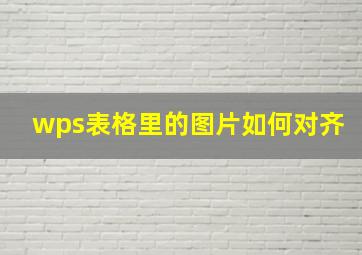 wps表格里的图片如何对齐