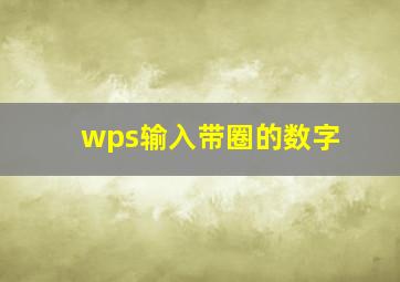 wps输入带圈的数字