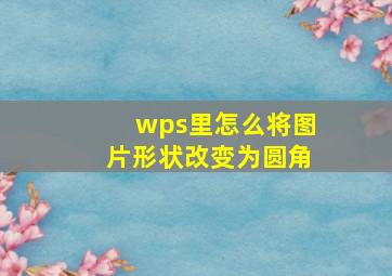 wps里怎么将图片形状改变为圆角